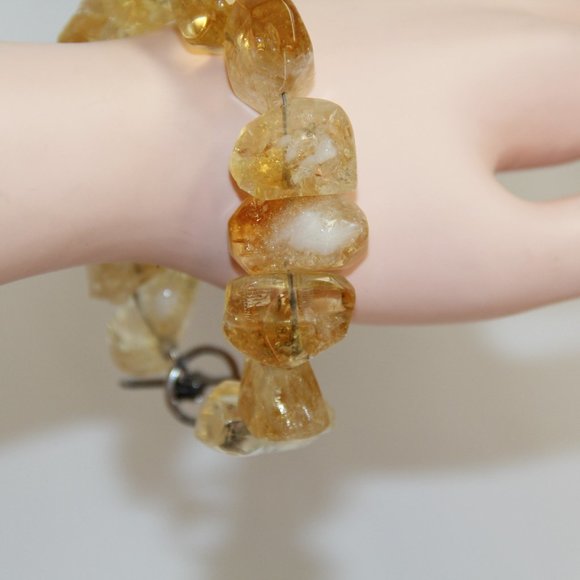 Polished Citrine Nugget Sterling Silver Bracelet - Picture 8 of 14
